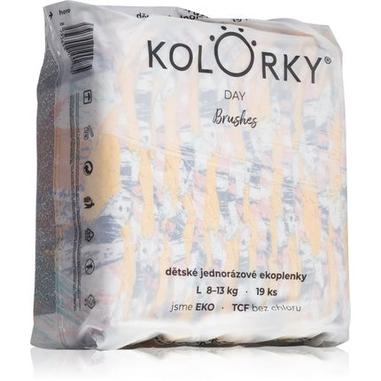 Kolorky Day Brushes Disposable Diapers - Size L (8-13 Kg), 19 pcs