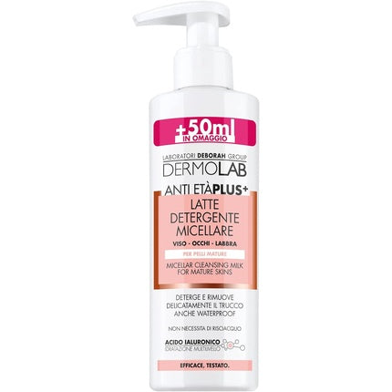Dermolab Micellar Cleansing Milk Anti-Aging Plus for Face, Eyes and Lips with Hyaluronic Acid 250ml