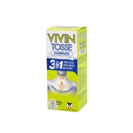 Menarini Otc Vivin Tosse Complete Syrup 3 In 1 Cough With Phlegm, Dry Cough, And Sore Throat 150 Milliliters