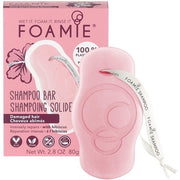 FOAMIE Hibiscus Shampoo Bar for Damaged Hair - Plastic-Free pH-Balanced Soap-Free No Sulphates or Parabens - Made in the UK