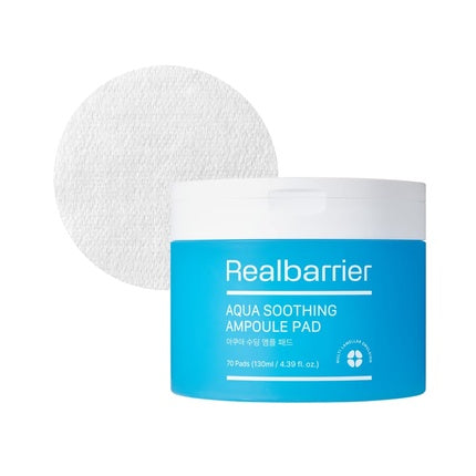 Real Barrier Aqua Soothing Ampoule Pad with Blue Tansy Oil - 70 Pads