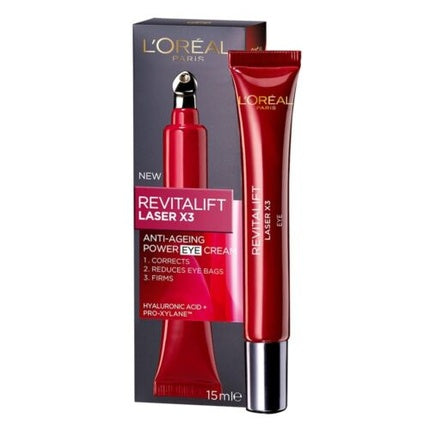 Loreal Revitalift Laser x3 Eye Cream 15ml - Reduce Eye Bags and Correct Wrinkles