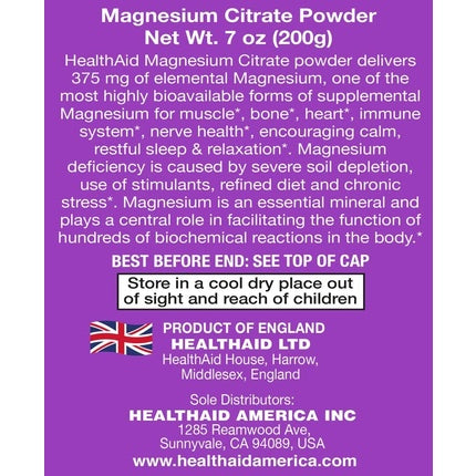 Magnesium Citrate Powder 200g - 80 Servings