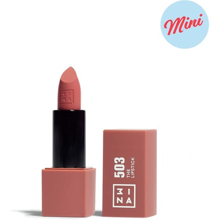 3INA Makeup The Lipstick 503 Mini Nude Lipstick with Vitamin E and Shea Butter to Nourish the Lips Travel Size Lip Colour 503 Nude