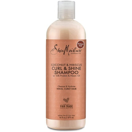 Shea Moisture Coconut & Hibiscus Curl & Shine Shampoo with Shea Butter, Coconut Oil, and Vitamin E - Family Size 16 Fl Oz