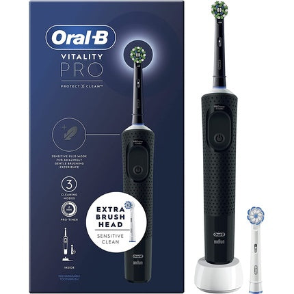 Oral-B Vitality Pro Electric Toothbrush with 2 Brush Heads and 3 Modes - Black