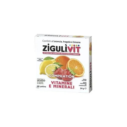 Falqui Pharmaceutical Products Ziguli Vit Confetti Orange Strawberry And Lemon With Vitamins And Minerals 40 Balls