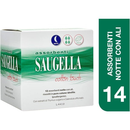 Saugella Cotton Touch Exterior Pads Sanitary Napkins Night