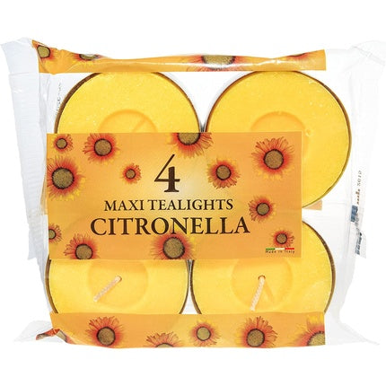 Price's Candles Citronella Scented Tealights Protects from Unwanted Flies & Insects 4 Maxi Tealights 1 Yellow