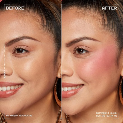 NYX PROFESSIONAL MAKEUP Buttermelt Powder Blush Fade and Transfer-Resistant Blush Vegan Formula Getting Butta 08 0.17 Ounce