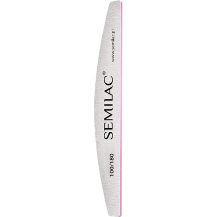 Semilac Half Moon Nail File 100/180 for Manicure and Pedicure - Smooths Natural and Acrylic Nails