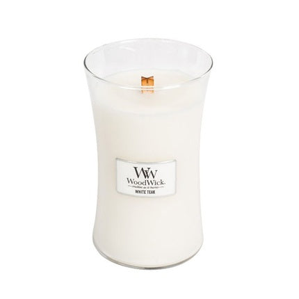 Woodwick Scented Candle Vase White Teak 6095 G