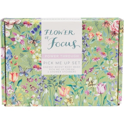 Heathcote & Ivory Flower of Focus Pick Me Up Gift Set 100ml Body Wash 100ml All Purpose Rich Cream 2 x 30g Shower Steamers Cruelty Free Vegan Friendly