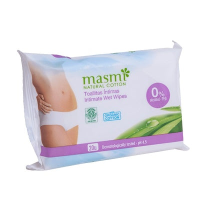 Masmi Natural Cotton Wet Wipes For Intimate Hygiene - 20 Pieces