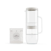 LUCY Water Filter Jug 2L with Clarity Pad Filter Cartridge Fridge Door - Dishwasher Safe and Borosilicate Glass Removes Pollutants Keeps Healthy Minerals Magnesium and Calcium Filter Carafe