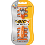 BIC 3 Hybrid Men's Triple-Blade Razors Long Curved Handle