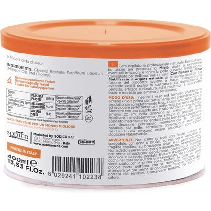 Naturaverde Liposoluble Depilatory Wax with Pine Resin and Beeswax 400ml