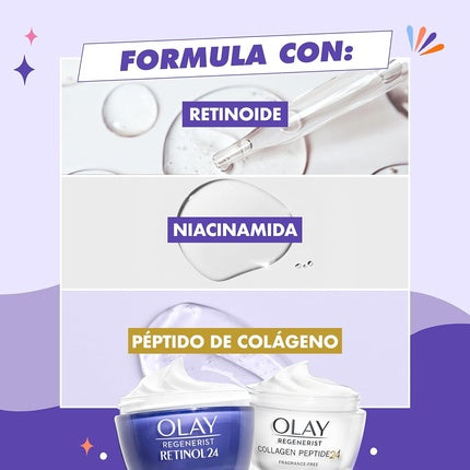 Olay Gift Set with Box and Face Roller, Collagen Peptides 24 Cream and Unscented Retinol Cream