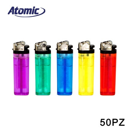Atomic Transparent Colored Lighter Assorted Pack Of 50