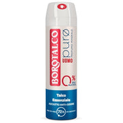 Borotalco Men's Deodorant Pure Spray with Essential Talc Formula Alcohol and Aluminum Salts Free Dry Odor Blocking Mineral Scent 72h Effectiveness