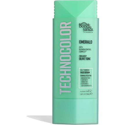 Bondi Sands Technocolor Emerald Self-Tanning Face Serum Easy Application Streak Free Tan Enriched with Vitamin C & Chamomile 50ml