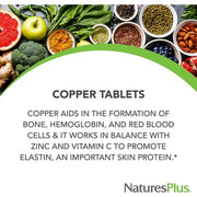 NaturesPlus Copper 3mg High Potency Essential Minerals & Amino Acids 90 Vegetarian Tablets
