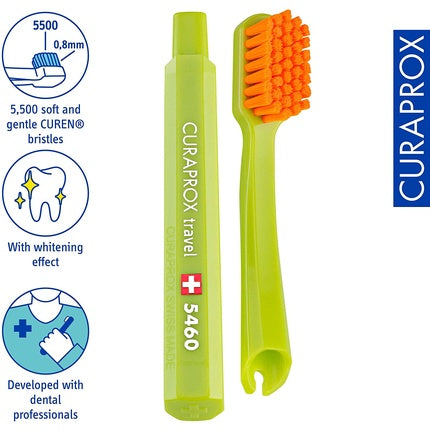 Curaprox Travel Set Red - Collapsible Travel Toothbrush CS 5460 with 'Be You' Travel Toothpaste and 2 Interdental Brushes CPS Prime 07 and 09 - Dental Care Set 9.5cm x 6cm