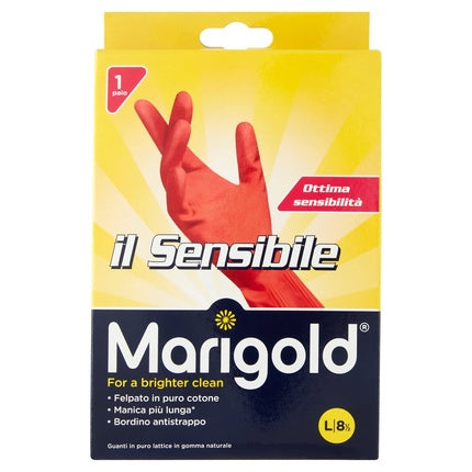 Marigold Sensitive Glove - Thin, Pure Cotton Plush, Long Cuffed, Tear Resistant, Large