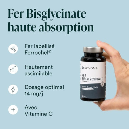 Novoma Iron Bisglycinate 14mg with Vitamin C - High Absorption Immunity Support