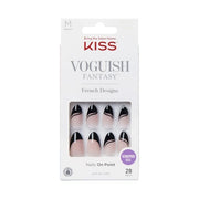 KISS Voguish Fantasy Press On Nails 'Magnifique' Black Medium Size Almond Shape