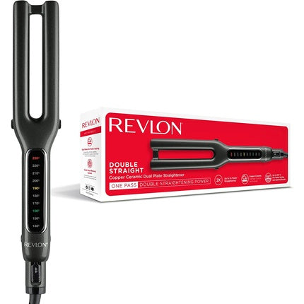 Revlon Double Straight Dual Plate Design Advanced Copper Ceramic Technology Hair Straightener with LED Display and Smart Heat Memory System - RVST2204UK