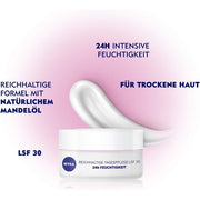 Nivea Rich Day Cream 24h Moisture SPF 30 50ml with Natural Almond Oil and Magnolia