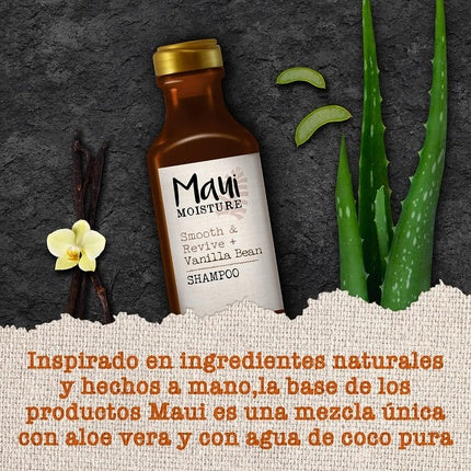 Maui Moisture Smoothing Vanilla Bean Shampoo 385ml Moisturizing Hair Care with Vanilla Bean, Cocoa Butter, and Kukui Nut Oil - Vegan Curl Shampoo without Silicones and Sulfates