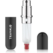 Travalo Classic HD Perfume Atomizer Genie-S TSA Approved Travel Perfume Bottle Refillable Reusable Airtight Easy-Fill Mini Pump Sprayer Lightweight Elegant Design with Volume Window Black 0.17oz