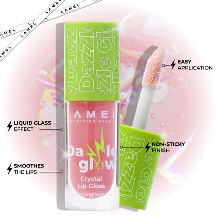 Lamel Dazzle Glow Crystal Clear Lip Gloss - Hydrating Non-Sticky Lip Gloss