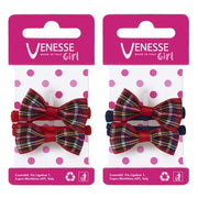 Girl's Elastic Hair Bands VENESSE Microfiber with Bow 2 Pieces 5678B
