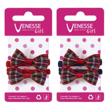Girl's Elastic Hair Bands VENESSE Microfiber with Bow 2 Pieces 5678B
