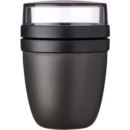 Mepal Lunchpot Ellipse Practical Yoghurt Cup & Muesli Cup Separate Compartments for Yoghurt & Muesli Suitable for Freezer, Microwave & Dishwasher Nordic Black