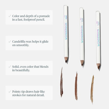 Wonderskin Eyebrow Pencil - Sharpenable Brow Pencil for Natural Looking Brows
