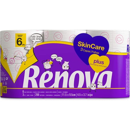 RENOVA Skin Care Plus Scented Decorated Toilet Paper 6 Count