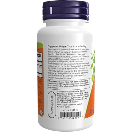 CurcuBrain Optimized Curcumin 50 Veg Capsules 400mg