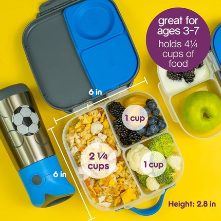 b.box Mini Lunch Box with Adjustable Dividers for Kids Silicone Food Storage Container - Blue Slate
