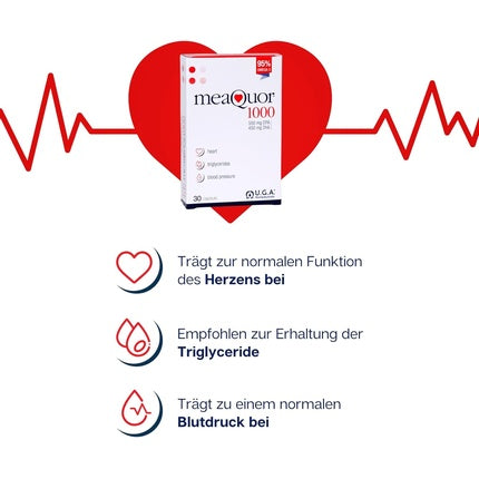 Meaquor 1000 Omega 3 Supplement IFOS 5-Star Certified 30 Softgels - 1000mg of EPA and DHA per Dose, 95% Omega 3 - Free of Heavy Metals, No Aftertaste