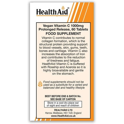 HealthAid Vitamin C 1000mg Prolong Release 60 Vegan Tablets