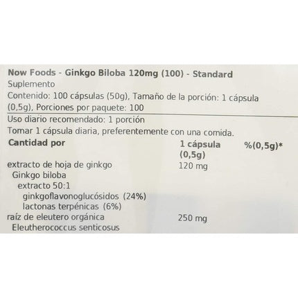 NOW Foods Ginkgo Biloba Double Strength Capsules 120mg