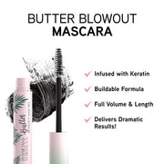 Physicians Formula Butter Blowout Mascara with Keratin and a Blend of Murumuru Butter, Cupuaçu Butter, and Tucuma Butter for Volume and Long-Lasting Hold Vegan Black