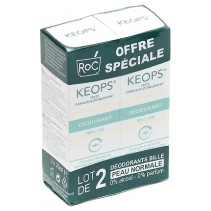 Roc Keops Deodorant Roll-On 48h 30ml - Pack of 2