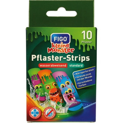 Figo Plaster For Kids Strips Small Monster 10 Pieces Water Repellent