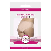 Bye Bra Invisible Hipster Nude Black 2pack Size Small