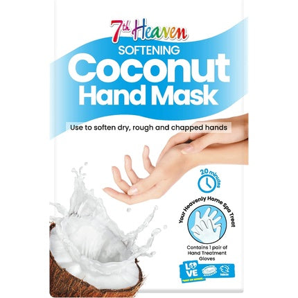 7th Heaven Softening Coconut Hand Mask Hand Moisturizer Gloves with Shea Butter and Argan Oil to Soften Dry Rough and Chapped Hands
